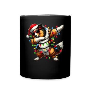 Tupfende Shetland Sheepdog Hund Sonnenbrille Weihn - Tasse einfarbig - Schwarz - Vorne