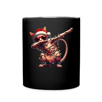 Tupfende Sphynx Katze Sonnenbrille Niedlich Weihna - Tasse einfarbig - Schwarz - Vorne