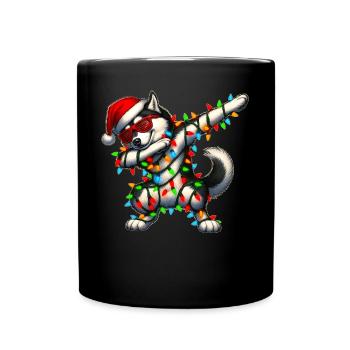 Polka Dot Sibérien Husky Chien Lunettes de soleil Mignon - Mug uni - noir - Devant