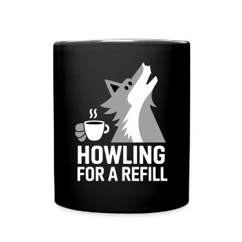 Howling wolf for a supply of coffee - Full Colour Mug - black - Front