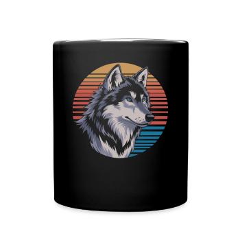 Loup majestueux avant le coucher du soleil - Mug uni - noir - Devant