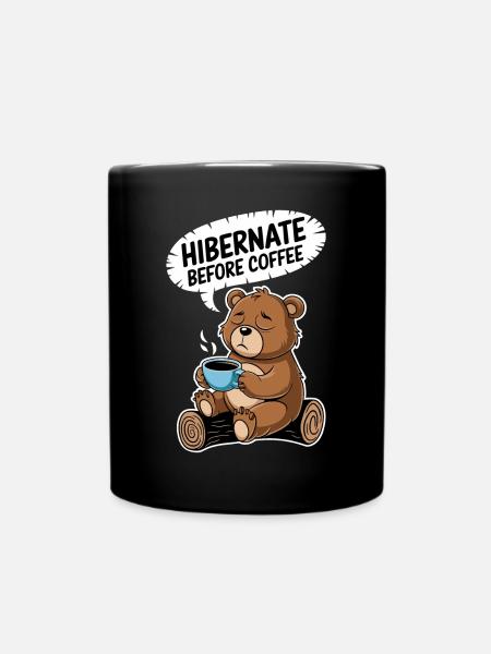 Gemütlicher Bär Vor Kaffeezeit - Tasse einfarbig - Schwarz