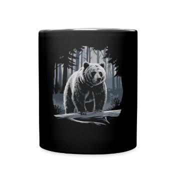 Impressive bear in the forest nature motif - Full Colour Mug - black - Front