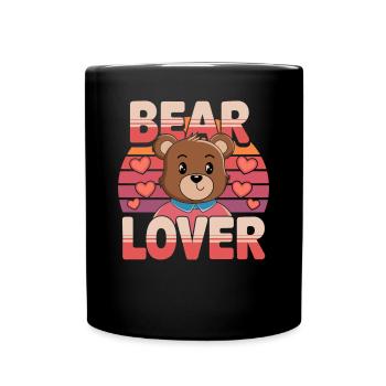 Bear Lover Retro Heart Graphic - Full Colour Mug - black - Front
