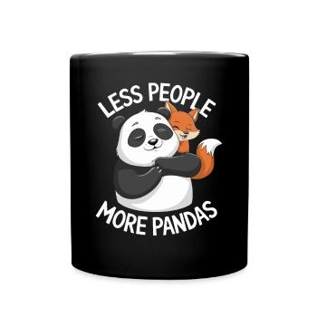 Fewer people, more pandas, humorous saying - Full Colour Mug - black - Front