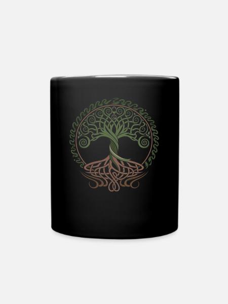 Neo Celtic Lebensbaum Symbolik - Tasse einfarbig - Schwarz