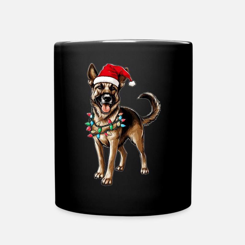 Deutscher Schäferhund Weihnachtsmütze Xmas - Tasse einfarbig - Schwarz