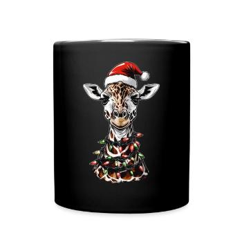 Chapeau de Noël Girafe Noël - Mug uni - noir - Devant