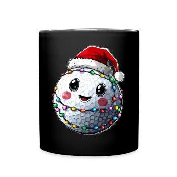 Mignon Golf Balle Golfer Golf Père Noël - Mug uni - noir - Devant