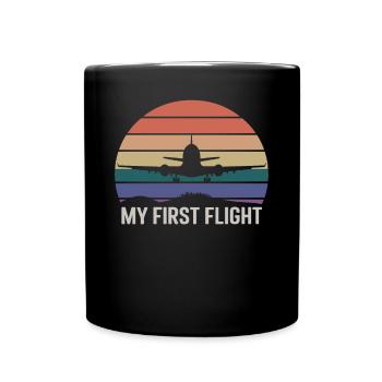 My First Flight Retro Airplane Adventure - Full Colour Mug - black - Front