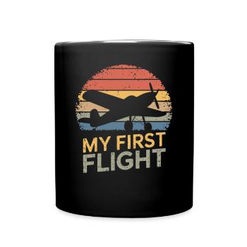 Mein Erster Flug Retro Flugzeug Abenteuer - Tasse einfarbig - Schwarz - Vorne