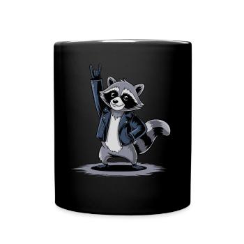 Raton laveur à bascule avec veste en cuir et ambiance cool - Mug uni - noir - Devant