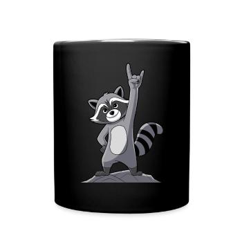Rock On Raccoon With Cool Gestures - Full Colour Mug - black - Front
