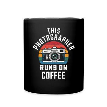 This photographer is running on Coffee Camera Retro - Full Colour Mug - black - Front