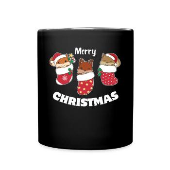 Süße Eichhörnchen in Weihnachtssocke zu - Tasse einfarbig - Schwarz - Vorne