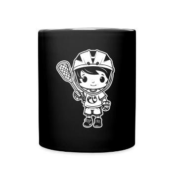 Lacrosse Junge - Tasse einfarbig - Schwarz - Vorne