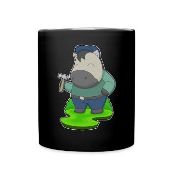 Pferd Handwerker Hammer Handwerk - Tasse einfarbig - Schwarz - Vorne