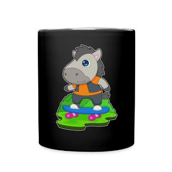 Pferd Skater Skateboard - Tasse einfarbig - Schwarz - Vorne