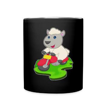 Sheep Motorcycle - Full Colour Mug - black - Front