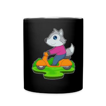 Wolf Motorroller - Tasse einfarbig - Schwarz - Vorne