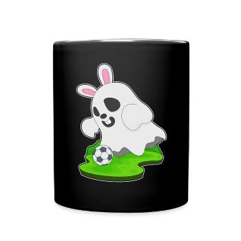 Geist Halloween Fußball - Tasse einfarbig - Schwarz - Vorne