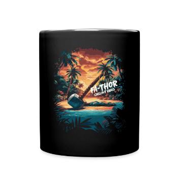 Fa-Thor Chillout Vibes – Entspannen wie ein Gott - Tasse einfarbig - Schwarz - Vorne