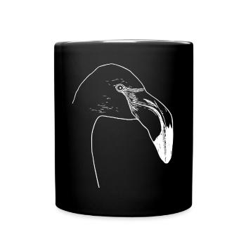 Einfacher Flamingo - Tasse einfarbig - Schwarz - Vorne