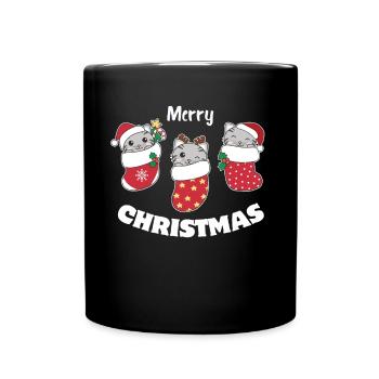 Chats mignons en chaussettes de Noël pour Noël - Mug uni - noir - Devant