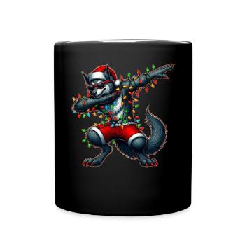 Dabbing loup-garou lunettes de soleil Noël mignon - Mug uni - noir - Devant