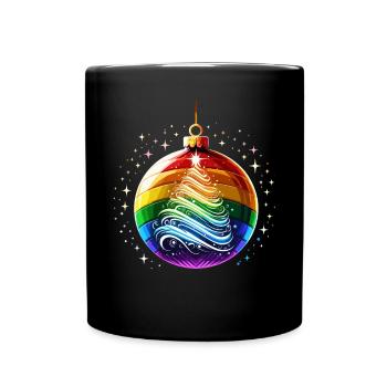 Regenbogen Weihnachtskugel - Tasse einfarbig - Schwarz - Vorne