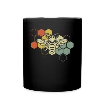 Bienen Imker Retro - Tasse einfarbig - Schwarz - Vorne