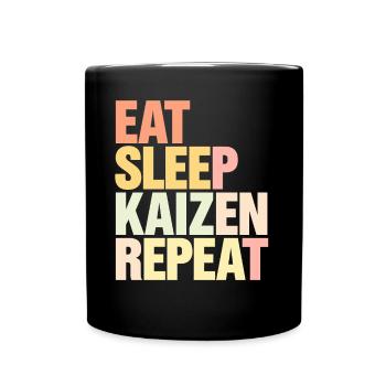 Eat Sleep Kaizen Repeat Improvement - Full Colour Mug - black - Front