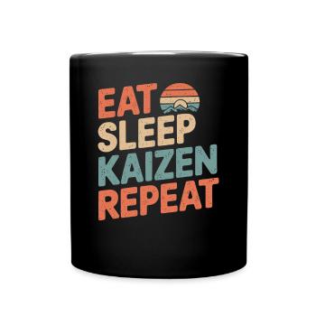 Eat Sleep Kaizen Improvement Repeat - Full Colour Mug - black - Front