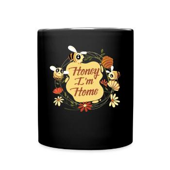 Miel Je suis à la maison Apiculteur Fleur d’apiculture - Mug uni - noir - Devant