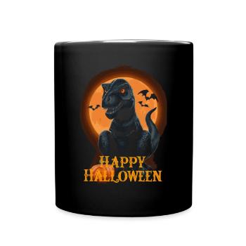 Happy Halloween – Pumpkin and Bat T-REX - Full Colour Mug - black - Front