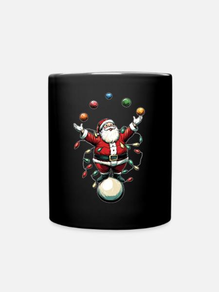 Juggling Santa Claus Juggler Circus Weihn - Full Colour Mug - black