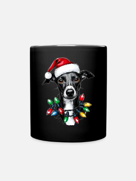 Lévrier italien chien chapeau de Noël Noël - Mug uni - noir
