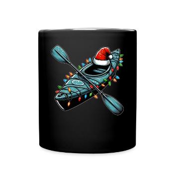 Kajakfahren Kajakfahrer Weihnachtsmütze Xmas - Tasse einfarbig - Schwarz - Vorne