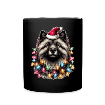Keeshond Dog Santa Hat Xmas - Full Colour Mug - black - Front