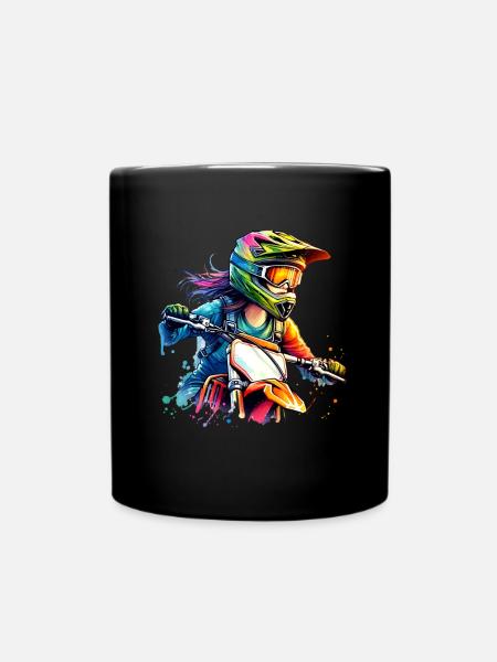 Motocross Frauen Mädchen Girl - Tasse einfarbig - Schwarz