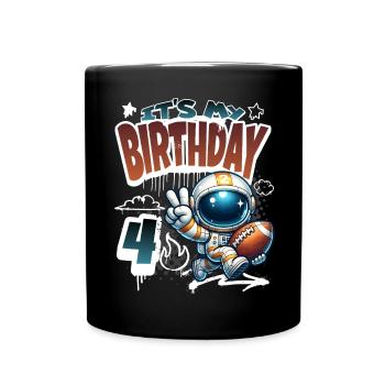 Astronaute 4e anniversaire Football - Mug uni - noir - Devant