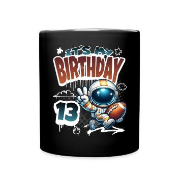 Astronaute 13e anniversaire Football - Mug uni - noir - Devant