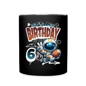 Astronaute 6e anniversaire Football - Mug uni - noir - Devant