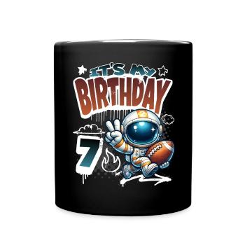 Astronaute 7e anniversaire football - Mug uni - noir - Devant