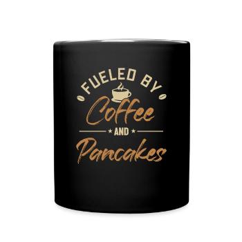 Alimenté par le café et les crêpes Recettes Flapjack - Mug uni - noir - Devant