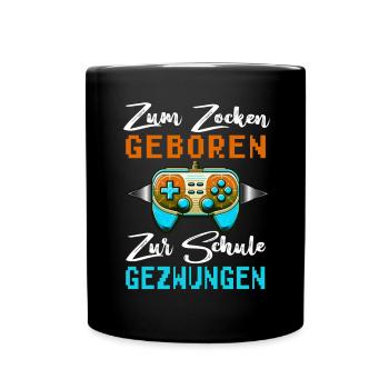 Born to gamble, forced to school, gaming - Full Colour Mug - black - Front