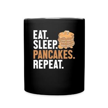 Manger des crêpes pour dormir Répéter les recettes Griddlecake - Mug uni - noir - Devant