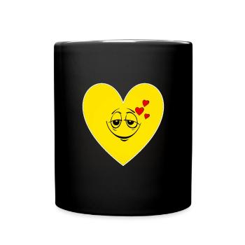 Smiley Heart Happiness Happy Joy Love - Full Colour Mug - black - Front