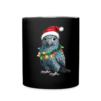 Mignon Perroquet gris africain africain fille de Noël - Mug uni - noir - Devant