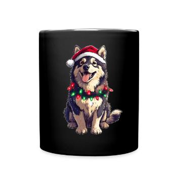 Mignon Alaskan Malamute Chien Père Noël Chapeau X - Mug uni - noir - Devant